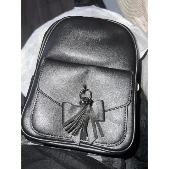 Women Black Leather Cute Bowknot Small Backpack Purse main image 4
